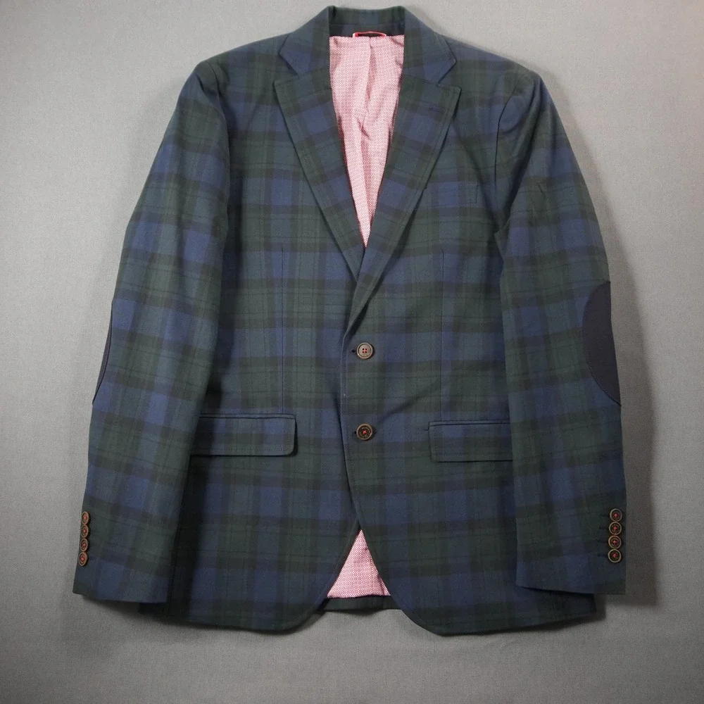 Watch Tartan Plaid Ivy League Elbo Patch El Ganso Mens Blazer US 38 Euro 48